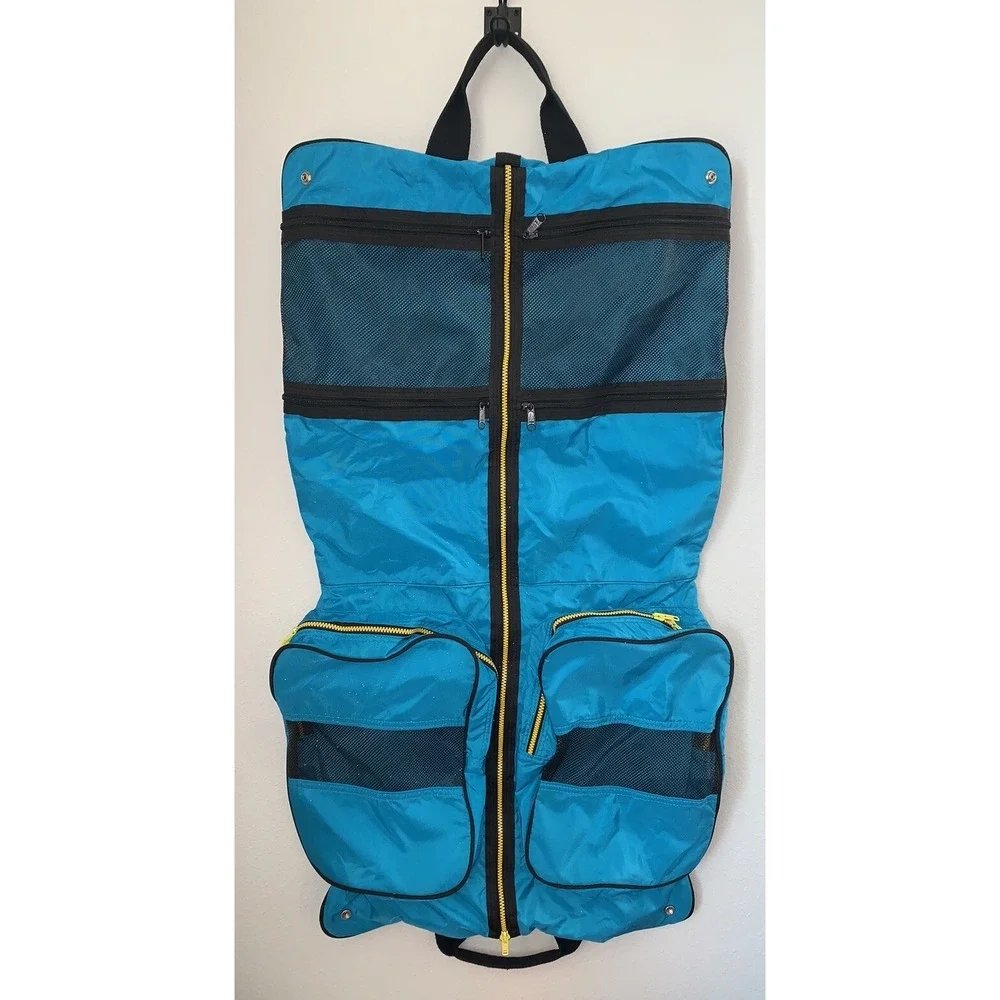 Lands End Garment Bag Turquoise/Yellow/Black